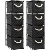 Arpan 4-Drawer Storage Unit Ideal for Home/Office/Bedrooms (4-Drawer 18x25x65cm) Pack of 2 in Black | Size: 18 x 25 x 65 cm