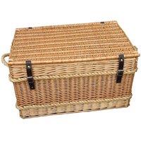 Red Hamper Wicker Rope Handled Trunk 73cm Empty Picnic Basket in Brown