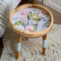 Hartsmede Handmade Side Table Solid Mango Wood Detachable Legs Spring Flower PL in Rose Gold