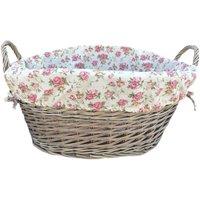 Red Hamper Wicker Antique Wash Finish Lined Wash Basket With Garden Rose Lining in Red