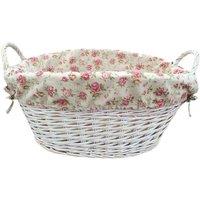 Red Hamper Wicker White Finish Garden Rose Lined Wash Basket in Red