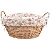 Red Hamper Cotton Lined Light Steamed Round Laundry Basket in Natural