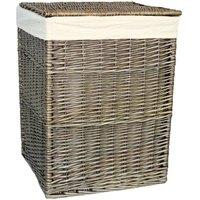 Red Hamper Cotton Lined Wicker Square Laundry Basket in White