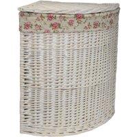 Red Hamper Cotton Lined Wicker White Wash Corner Laundry Baskets