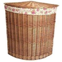 Red Hamper Cotton Lined Light Steamed Corner Laundry Basket in Red