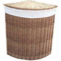 Red Hamper Cotton Lined Light Steamed Corner Laundry Basket in White