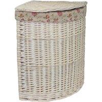 Red Hamper Cotton Lined Wicker White Wash Corner Laundry Baskets in Red