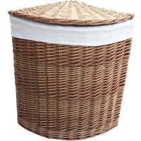 Red Hamper Cotton Lined Light Steamed Corner Laundry Basket in White