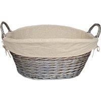 Red Hamper Wicker Antique Wash Lined Laundry Basket in Grey