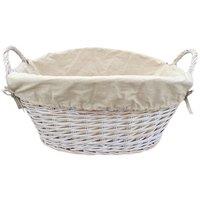 Red Hamper Wicker White Finish Lined Wash Basket