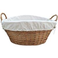 Red Hamper Cotton Lined Light Steamed Round Laundry Basket in White