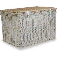 Red Hamper Wicker Large White Wash Finish Storage Basket
