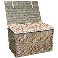 Red Hamper Wicker Large Antique Wash Storage Basket in Red