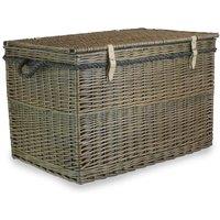 Red Hamper Wicker Large Antique Wash Storage Basket in Brown
