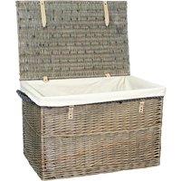 Red Hamper Wicker Large Antique Wash Storage Basket in White
