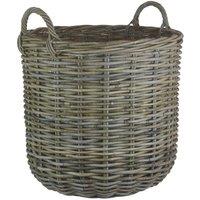 Red Hamper Rattan Tall Round Fireside Grey Rattan Log Basket in Brown