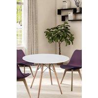 Fusion Living Soho Medium White Circular Dining Table with Beech Wood Legs