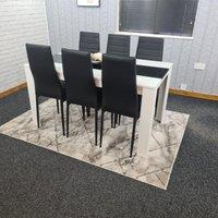 KOSY KOALA Kitchen Dining Set for 6 Wooden Dining Table & 6 Padded Chairs in Black | Size: 140 cm x 80 cm