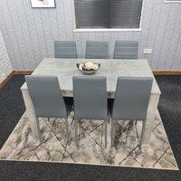 KOSY KOALA Dining Table & 6 Chairs Stone Grey Effect Kitchen Dining Set for 6 | Size: 140 cm x 80 cm