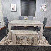 KOSY KOALA Dining Table with 4 Chairs & 1 Bench Kitchen Dining Set for 6 in Grey | Size: 140 cm x 80 cm