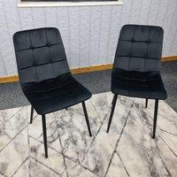KOSY KOALA Dining Chairs Set Of 2 Tufted Chairs Velvet Chairs Seats in Black