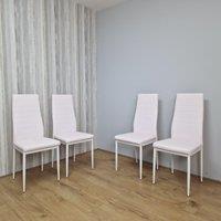 KOSY KOALA Four White Faux Leather Padded Chairs With Tint Of Pink in Light Pink