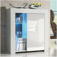 Creative Furniture Serene Sideboard 83cm - A Compact & Elegant Cabinet with Gloss Doors & LED Lights in White