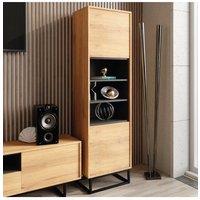 Creative Furniture Harmony Loft Display Cabinet 175cm - Loft-Inspired Storage with Rustic, Oak & Black Matt Doors in Brown