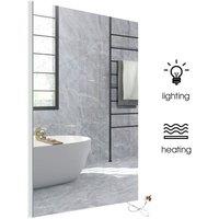 ENER-J Bathroom Mirror Heater 450W Infrared Heating LED Light Wall Mounted IP54 Demister Style 600x800mm UK Plug in White
