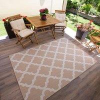 THE RUGS MOROCCAN TRELLIS DESIGN BEIGE Outdoor & Indoor Rug for Garden Patio | Durable Weather-Proof Stain Resistant UV-Protected Jet-Washable