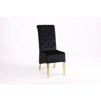 Modernique A Pair (x2) Velvet High Back Dining Chairs with Golden Chrome Knocker & Legs in Black