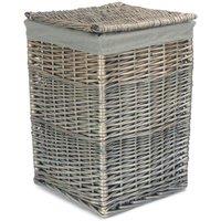 Red Hamper Small Antique Wash Square Laundry Basket with Grey Sage Lining