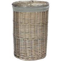 Red Hamper Small Antique Wash Round Linen Basket with Grey Sage Lining