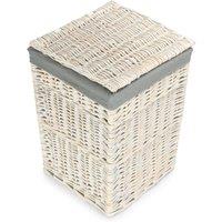 Red Hamper Small Square White Wash Laundry Hamper with Grey Sage Lining