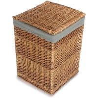 Red Hamper Light Steamed Small Square Laundry Basket with Grey Sage Lining