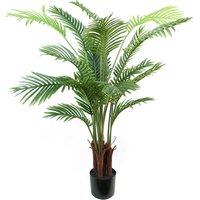 Leaf 110cm Artificial Areca Palm Tree Potted in Black Pot in Green