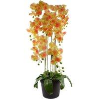 Leaf 110cm Artificial Yellow Orchid Plant Artifcial REAL TOUCH flowers in Green