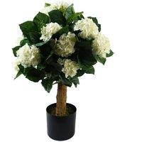 Leaf Artificial 75cm White Bush Hydrangea Plant Potted