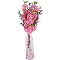 Leaf 100cm Pink Artificial Blossom & Berries Glass Vase in Dark Pink