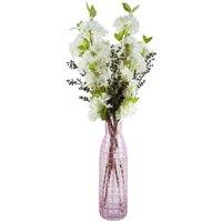 Leaf 100cm White Artificial Blossom & Berries Glass Vase in Dark Pink