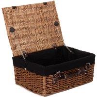 Red Hamper Wicker 40cm Double Steamed Picnic Basket with Cotton Lining in Brown