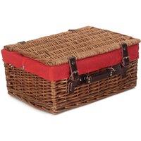 Red Hamper Wicker 40cm Double Steamed Picnic Basket with Cotton Lining in Red