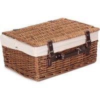 Red Hamper Wicker 40cm Double Steamed Picnic Basket with Cotton Lining in White