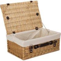 Red Hamper Wicker 45cm Buff Picnic Basket with Cotton Lining in White