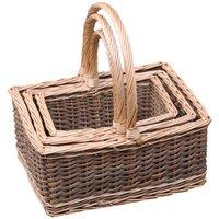Red Hamper Wicker Set of 3 Lakeland Shopping Baskets in Brown