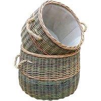 Red Hamper Wicker Set of 2 Country Log Set in Brown