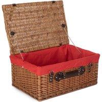 Red Hamper Wicker 56cm Double Steamed Picnic Hamper Basket with Cotton Lining in Red