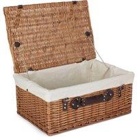 Red Hamper Wicker 56cm Double Steamed Picnic Hamper Basket with Cotton Lining in White