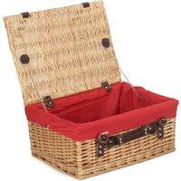 Red Hamper Wicker 40 cm Buff Empty Hamper with Cotton Lining in Red