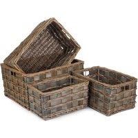 Wicker Set of 4 Unlined Grey Scandi Storage Basket